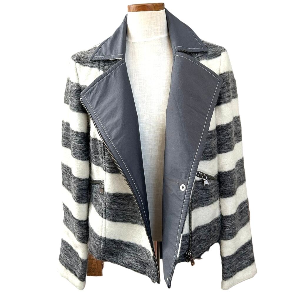 Marc x Marc Jacobs Striped Wool Alpaca Cropped Moto Jacket SIZE S Street Fall